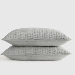 QUINCE European Linen Cotton Stitch Sham Set King Mist 3414